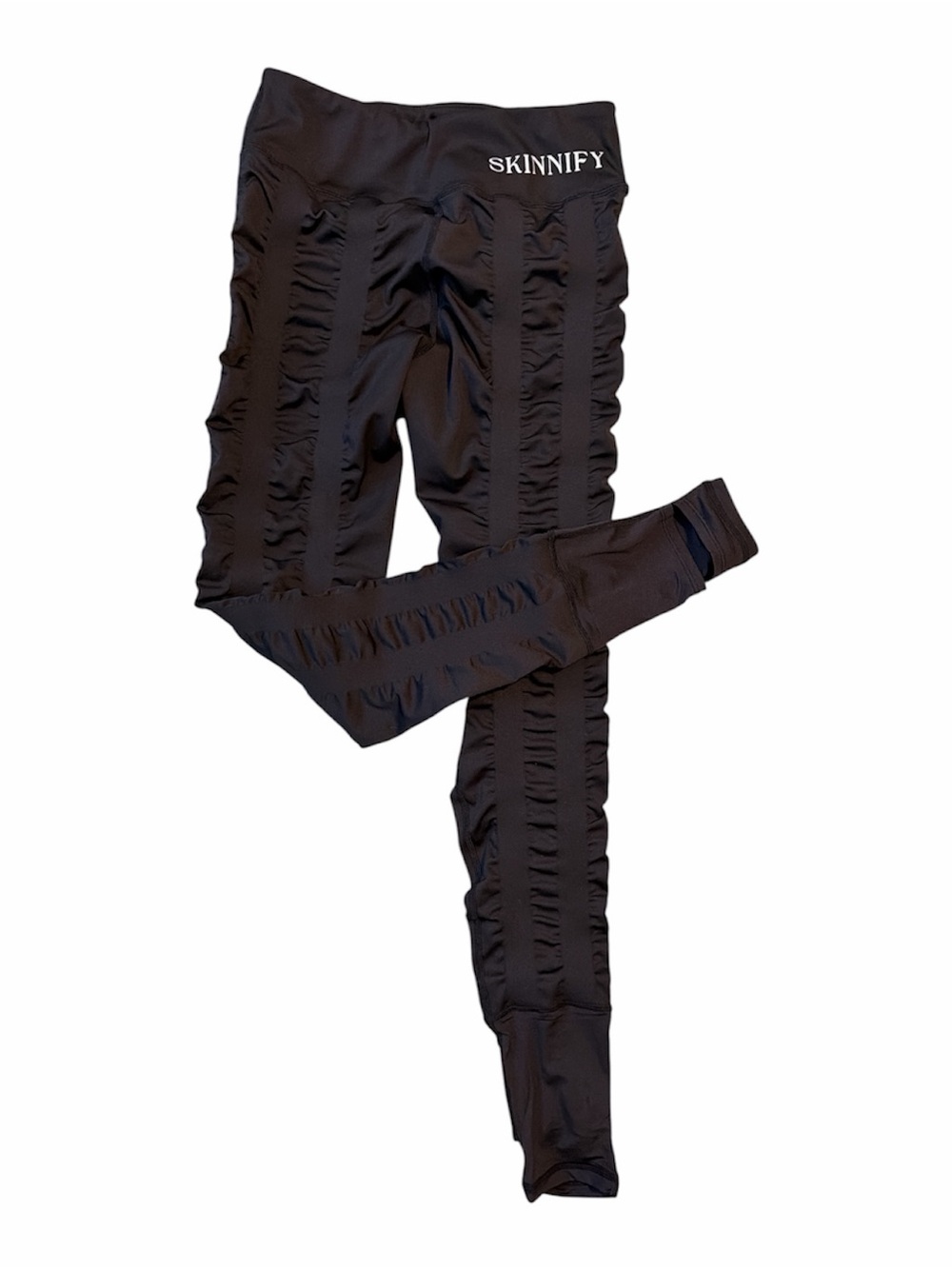 SKINNIFY Black Scrunched Seam Workout Leggings Sz L
